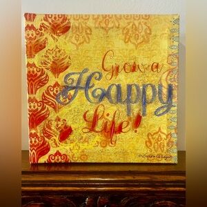 ‘Grow a Happy Life’ Art Canvas Print By Susan Winget  8 x 8 Gently Displayed